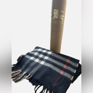 NEW Burberry Giant Check Navy 100% Cashmere Scarf | NWT | Authentic